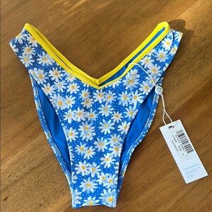 Floral Blue and Yellow Bikini Bottom